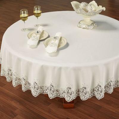 Evangelina Round Tablecloth Ivory 70