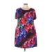 Triste Casual Dress - Shift Scoop Neck Short sleeves: Red Floral Dresses - Women's Size 3X Plus