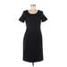 Chadwicks Casual Dress - Sheath Scoop Neck Short sleeves: Black Print Dresses - Women's Size 6 Petite