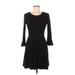 Forever 21 Casual Dress - A-Line Scoop Neck 3/4 sleeves: Black Print Dresses - Women's Size Medium