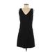 DKNY Casual Dress - A-Line V Neck Sleeveless: Black Print Dresses - Women's Size 8