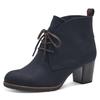 Schnürstiefelette MARCO TOZZI, Damen, Gr. 38, blau (dunkelblau kombiniert), Textil, Lederimitat, unifarben, Veloursleder, klassisch, Schuhe, Blockabsatz, Ankleboots, Schnürboots mit Ziernähten