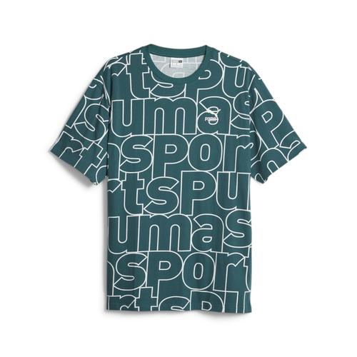 „T-Shirt PUMA „“PUMA TEAM Relaxed Allover-Print Herren““ Gr. M, grün (malachite aop green) Herren Shirts T-Shirts“