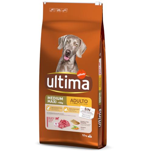 2x 12kg Ultima Medium / Maxi Adult Rind Hundefutter trocken