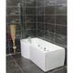 Whirlpool p Shaped Bath & Shower Screen with Jets & Light Option - Left Hand, 11 Jets