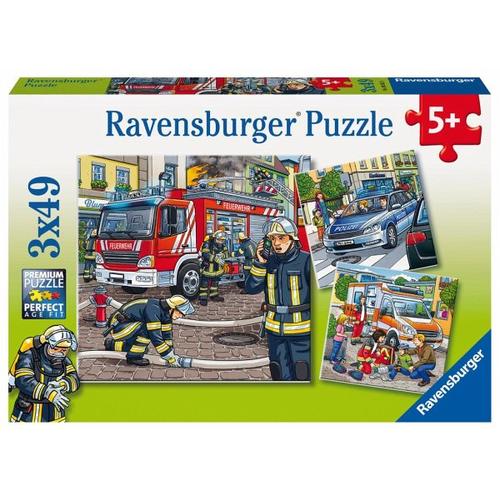 Ravensburger 093359 - Helfer in der Not, Puzzle 3 x 49 Teile - Ravensburger Verlag
