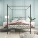 Black Metal Canopy Bed Frame with Vintage Headboard & Footboard, Sturdy Steel Construction, Queen Size