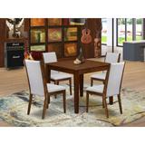 East West Furniture Dining Table Set- a Square Kitchen Table and Parson Chairs, Antique Walnut(Pieces Options)