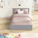 Natural Pine Solid Wood Full Size Platform Bed Frame with Headboard, Twin Trundle, and Slat Platform