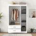 Modern 3-door Bedroom Wardrobe with 2 Drawers, 2 Shelves and Hanging Rail