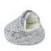 Cat Bed Round Soft Plush Burrowing Cave Hooded Cat Bed Donut for Dogs & Cats Faux Fur Cuddler Round Comfortable Self Warming pet Bed Machine Washable Waterproof Bottom(Short Plush Gray)