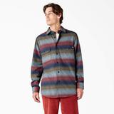 Dickies Men's Long Sleeve Flannel Shirt - Brick/olive Blanket Stripe Size 3Xl (WL657)