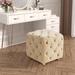 Mercer41 Mana Solid Wood Accent Stool Polyester/Wood/Upholstered in White/Brown | 18.9 H x 18.11 W x 18.11 D in | Wayfair