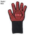 Oven Mitts Barbecue Microwave Fireproof Oven Mitts BBQ Gloves Barbecue Glove High Temperature Resistance RED STYLE1