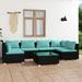 Anself 7 Piece Patio Set with Cushions Poly Rattan Black