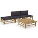 Anself 4 Piece Patio Set with Dark Gray Cushions Bamboo