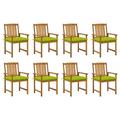 Gecheer Patio Chairs with Cushions 8 pcs Solid Acacia Wood