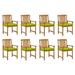 Gecheer Patio Chairs with Cushions 8 pcs Solid Acacia Wood