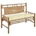 vidaXL Garden Bench with Multi Color Cushion Bamboo Outdoor Lounge Seating