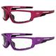 Global Vision Sly Padded Motorcycle Glasses for Women Sunglasses 2 Pair Pink & Purple Metallic Frames w/ Clear Lenses