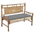 vidaXL Garden Bench with Multi Color Cushion Bamboo Outdoor Lounge Seating