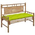 vidaXL Garden Bench with Multi Color Cushion Bamboo Outdoor Lounge Seating