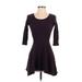 Topshop Casual Dress - A-Line Scoop Neck 3/4 sleeves: Purple Print Dresses - Women's Size 2