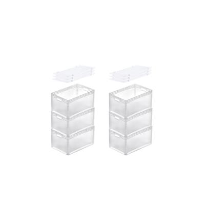 PROREGAL MegaDeal 6x Transparenter Eurobehälter LightLine mit offenem Griff und Auflagedeckel | HxBxT 32x40x60cm | 66 Liter | Eurobox Image