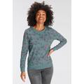 Sweatshirt KANGAROOS, Damen, Gr. 48/50 (XL), grün (grün, grau), Interlock, Obermaterial: 100% Baumwolle, gemustert, bedruckt, kontrastfarbene Details, casual, lässig geschnitten hüftbedeckend, Rundhals, Langarm Rippbündchen, Sweatshirts, Langarm,...
