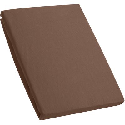 Spannbettlaken KUM "Premium Jersey Spannbetttuch", braun, B:140-160cm L:200cm, Jersey, Obermaterial: 95% Baumwolle, 5% Elasthan, Laken Image