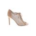 Saks Fifth Avenue Heels: Tan Print Shoes - Women's Size 10 - Peep Toe