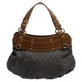 DKNY Navy Blue/Brown Monogram Canvas and Leather Hobo