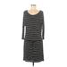 Michael Stars Casual Dress - DropWaist Scoop Neck 3/4 sleeves: Black Print Dresses - Women's Size Medium