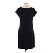 Talbots Casual Dress - Shift Crew Neck Short sleeves: Black Print Dresses - Women's Size Small
