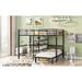 Full Over Twin Metal Bunk Bed with Built-in Desk, Four built-in Storage Shelves, Upper Bunk Shelf and Ladder