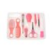 Baby nail clipper 10 Pcs Baby Nursery Tool Set Nail Clippers Trimmer Manicure Hair Thermometer Safety Scissors Nail Care Suit Baby Care (Pink)
