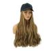 Women hair wig cap Women Hair Wig One-Piece Hat Wig Long Curly Hair Wig Fashion Elegant Hairpiece with Casual Fashionable Hair Extension with Hat (Gradient Brown)