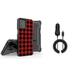 BC Kombo Series Case for Motorola Moto G 5G 2023 - Belt Holster Rugged Kickstand Cover (Red Black Plaid) with 15W Fast Charging Type-C Car Charger with Extra USB Port (6 Foot)