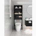 Ebern Designs Cona Freestanding over-the-Toilet Storage Manufactured Wood in Black | 77 H x 25 W x 7.9 D in | Wayfair