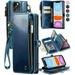 iPhone 11 Pro Wallet Case iPhone 11 Pro Case Wallet for Women Men Luxury PU Leather Magnetic Flip Closure Wrist Strap Zipper Card Holder Wallet Phone Cases for iPhone 11 Pro [5.8 ] Blue