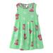 Tosmy Girls Dresses Toddler Summer Sleeveless Cartoon Green Flower Print Princess Dress Casual Dress Home Wear Party Dress