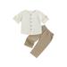 Ma&Baby Toddler Baby Boy Outfits Set Roll Up Short Sleeve Button Down Shirt and Pants Set Two Piece