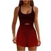 Frostluinai Jumpsuit for Women Workout Athletic Romper Tummy Control Bodycon Stretchy Scoop Neck Sleeveless One Piece Exercise Jumpsuit Gradient Catsuit