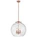 Athens 18" 3-Light Antique Copper Pendant w/ Clear Water Glass Shade