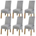 Dining Chair Covers Set of 6 - Velvet XL Chair Covers for Dining Chairs 6, Stretch High Back Dining Chair Slipcovers Chair Protector Cover for Dining Room Wedding Hotel Banquet Party (Velvet Grey)