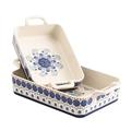 Bico Blue Talavera Stoneware Baking Dish Set, Set of 2, Large & Medium Rectangular Baking Pan Set, Lasagna Pan, Casserole Dish, Microwave, Dishwasher and Oven Safe