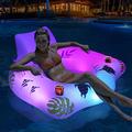 LanBlu Inflatable Pool Floats Chair with Color Changing Light, Solar Powered Swimming Pool Inflatables with Cup Holders & Handles, Pool Inflatables for Adults, Pool Lounger Floats for Swimming Pools