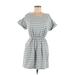 She + Sky Casual Dress - Mini Scoop Neck Short sleeves: Gray Print Dresses - Women's Size Medium