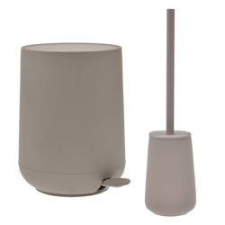 Zone Denmark Bad Accessoires 2tlg Set Pedaleimer und Toilettenbürste taupe Image