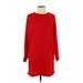 MNG Casual Dress - Shift Crew Neck Long sleeves: Red Print Dresses - Women's Size 2X-Small